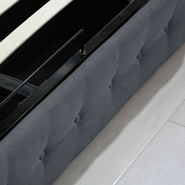 Gas Lift Bed Frame Fabric Base Storage Queen Size Dark Grey Image 6