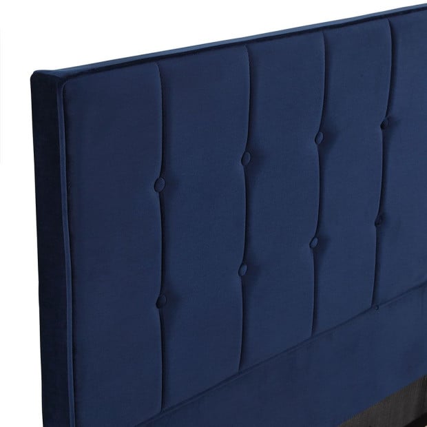Bed Frame Queen Size Mattress Base Platform Wooden Headboard Blue Image 4