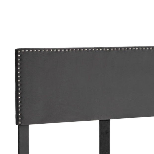 Bed Frame Queen Mattress Base Platform Wooden Velevt Headboard Grey Image 4