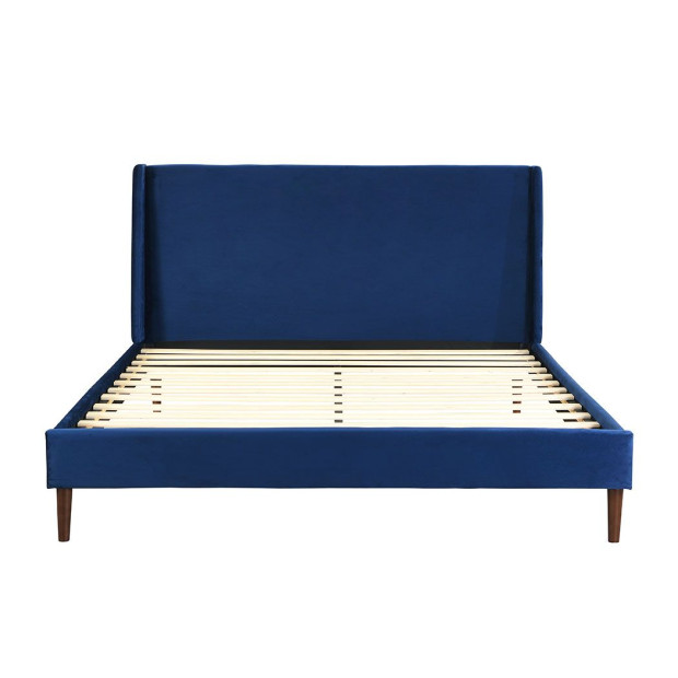 Bed Frame Queen Mattress Base Platform Wooden Headboard Blue Image 2