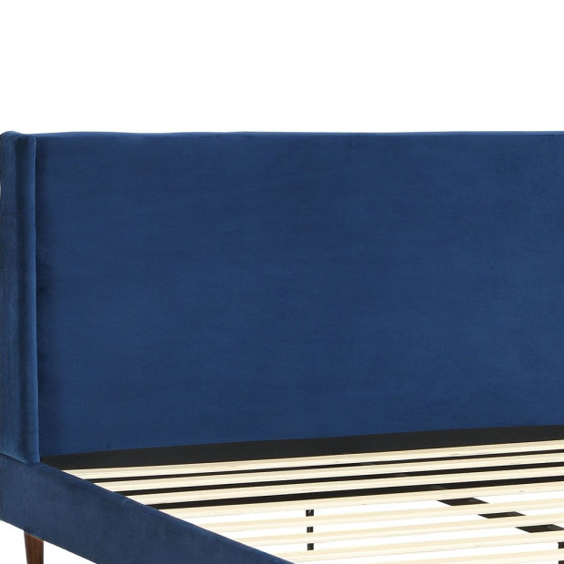 Bed Frame Queen Mattress Base Platform Wooden Headboard Blue Image 4