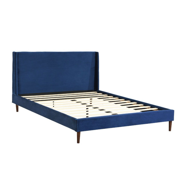 Bed Frame Queen Mattress Base Platform Wooden Headboard Blue