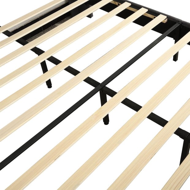 Bed Frame Queen Size Mattress Base Platform Wooden Headboard Blue Image 5