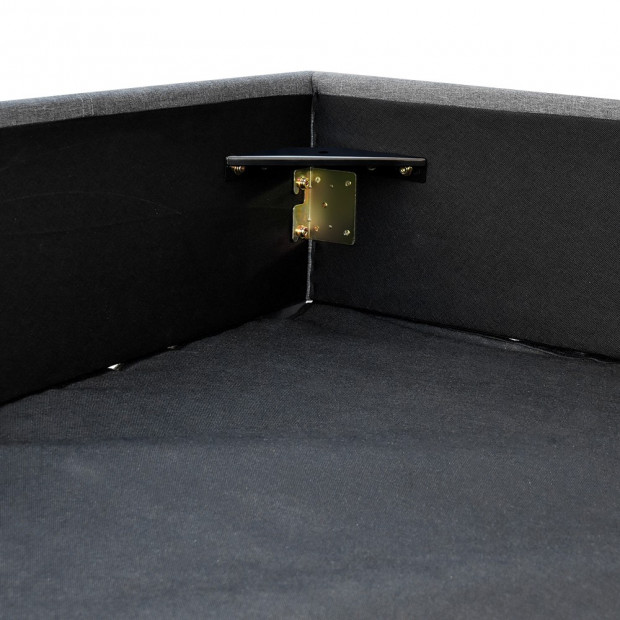 Double Size Fabric and Wood Bed Frame Headborad - Grey Image 7