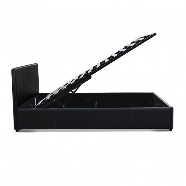Queen Size PU Leather and Wood Bed Frame Headborad - Black Image 5
