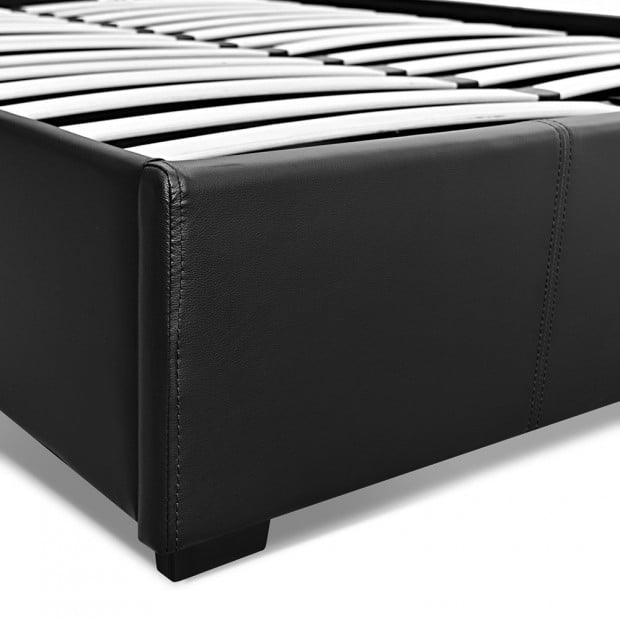 Queen Size PU Leather and Wood Bed Frame Headborad - Black Image 7