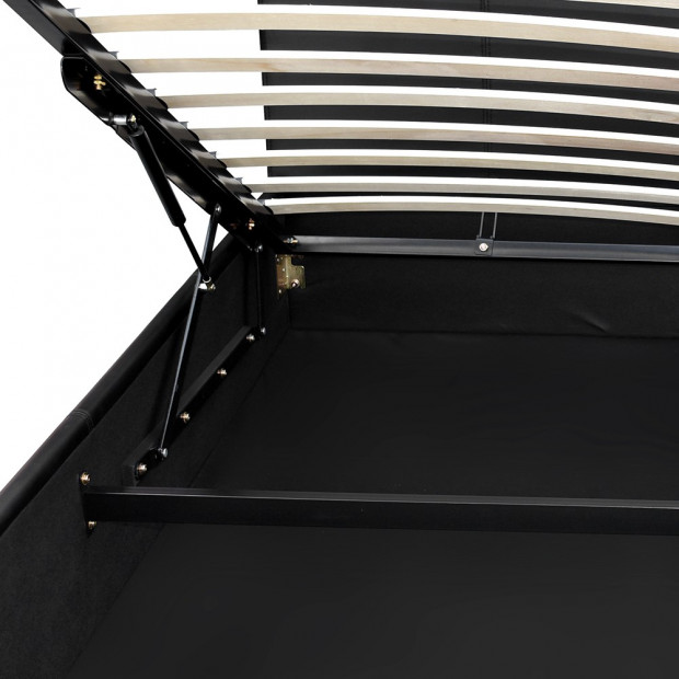 Queen Size PU Leather and Wood Bed Frame Headborad - Black Image 8