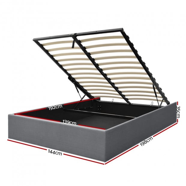Double Full Size Gas Lift Bed Frame Base With Storage Platform Fabric Image 2