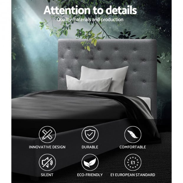 VILA King Single Size Gas Lift Bed Frame With Storage Mattress Grey Image 4