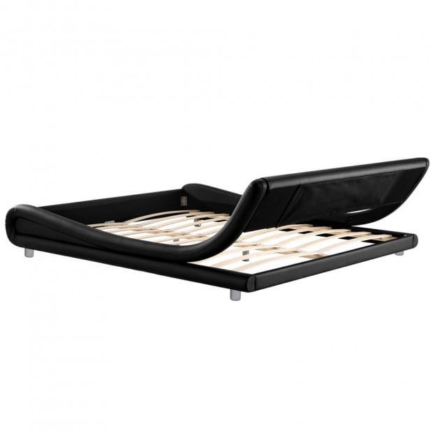 Queen Size PU Leather Bed Frame - Black Image 2