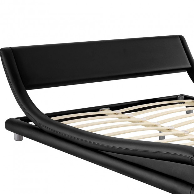 Queen Size PU Leather Bed Frame - Black Image 3