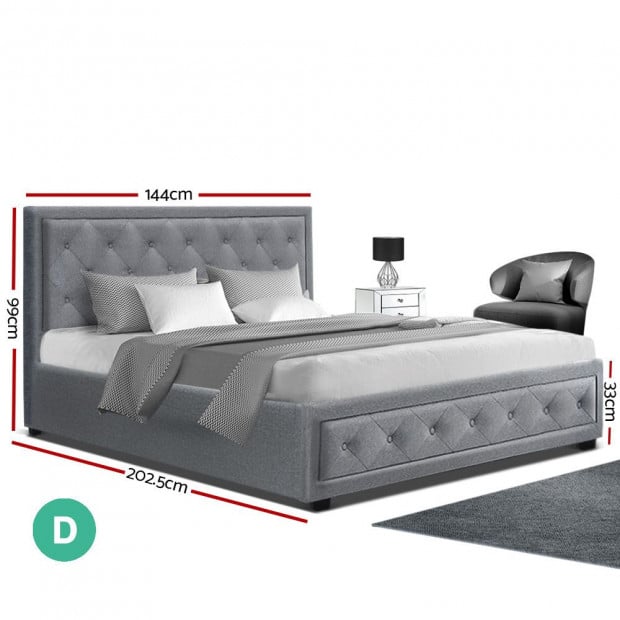 Bed Frame Double Size Gas Lift Base With Storage Grey Fabric TIYO Image 2