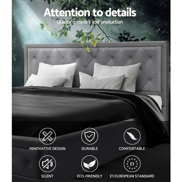 Bed Frame Double Size Gas Lift Base With Storage Grey Fabric TIYO Image 4