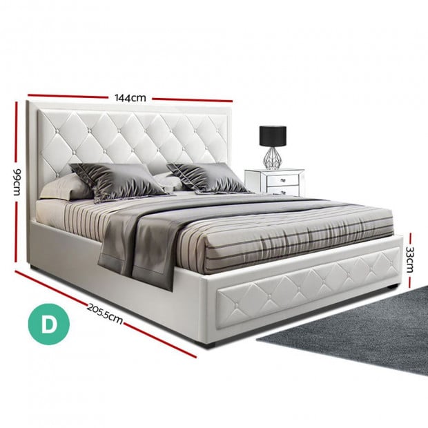 TIYO Double Full Size Gas Lift Bed Frame With Storage Mattress White Image 2
