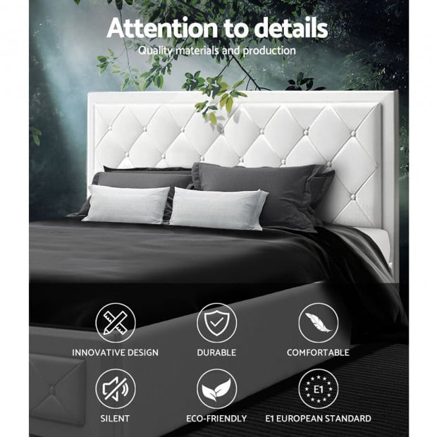 TIYO Double Full Size Gas Lift Bed Frame With Storage Mattress White Image 3