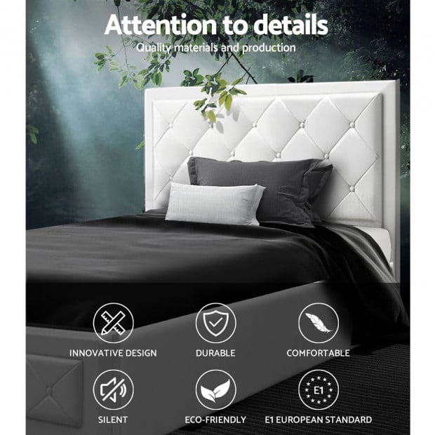 TIYO King Single Size Gas Lift Bed Frame With Storage Mattress White Image 3