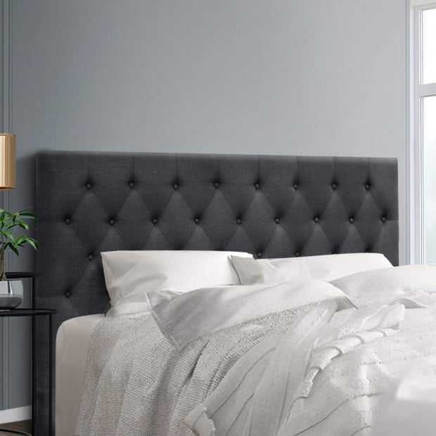 King Size Bed Head Headboard Bedhead Fabric Frame Base CAPPI Charcoal Image 7