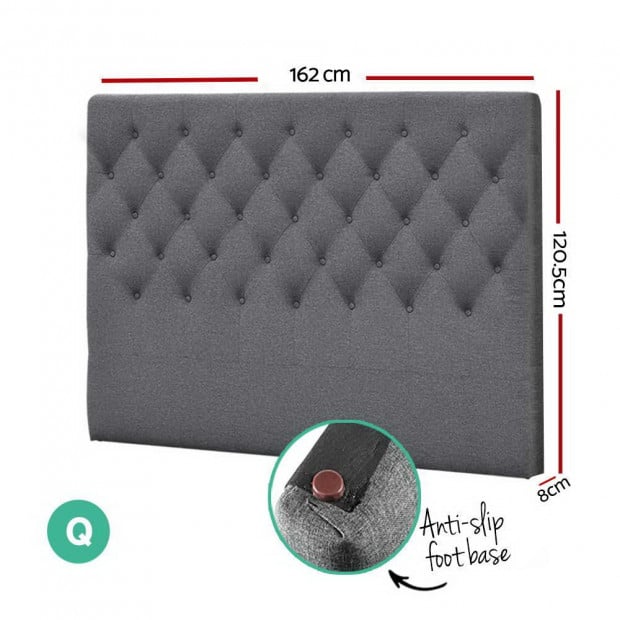 Queen Size Bed Head Headboard Bedhead Fabric Frame Base CAPPI Grey Image 2