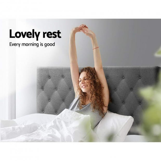 Queen Size Bed Head Headboard Bedhead Fabric Frame Base CAPPI Grey Image 6