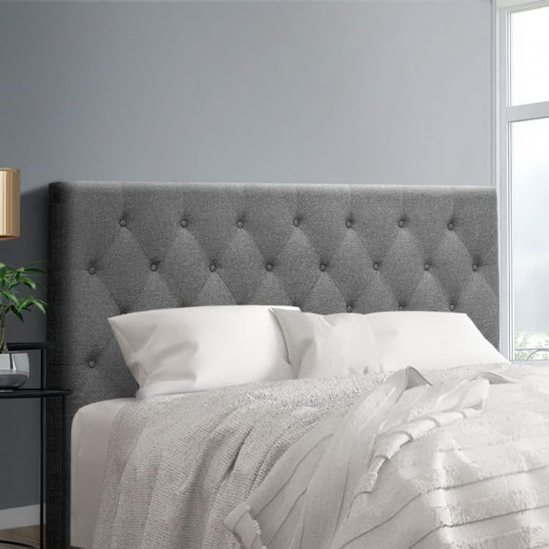 Queen Size Bed Head Headboard Bedhead Fabric Frame Base CAPPI Grey Image 7