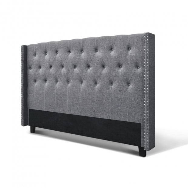 King Size Bed Head Headboard Bedhead Fabric Frame Base Grey Image 3