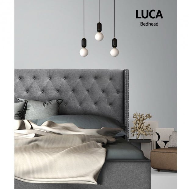 King Size Bed Head Headboard Bedhead Fabric Frame Base Grey Image 4