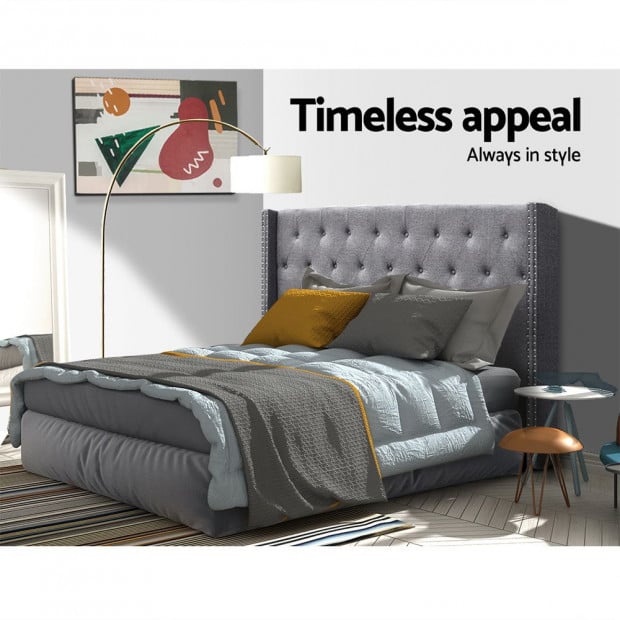 King Size Bed Head Headboard Bedhead Fabric Frame Base Grey Image 5