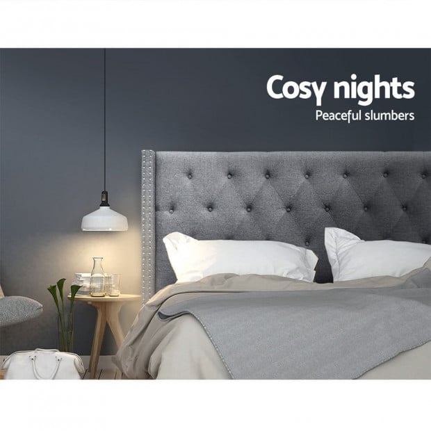 King Size Bed Head Headboard Bedhead Fabric Frame Base Grey Image 6
