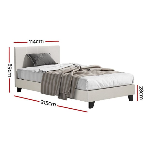 Bed Frame King Single Size Boucle Fabric Mattress Base Platform Wooden Image 2