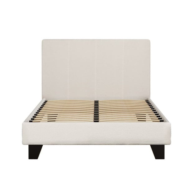 Bed Frame King Single Size Boucle Fabric Mattress Base Platform Wooden Image 3