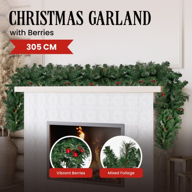 Christabelle Christmas Garland with Berries - 305cm Image 5