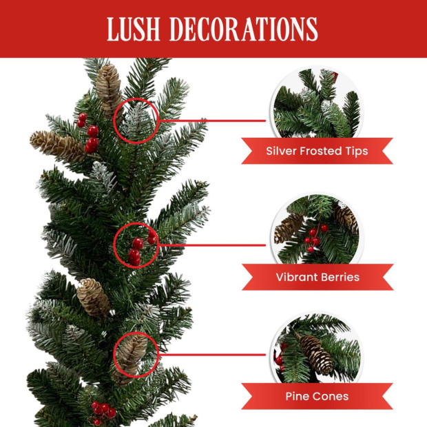 Christmas Garland with Pine Cones & Berries - 274cm Image 5