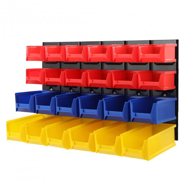 24 Bin Wall Mounted Rack Storage Tools Steel Board Work Bench
