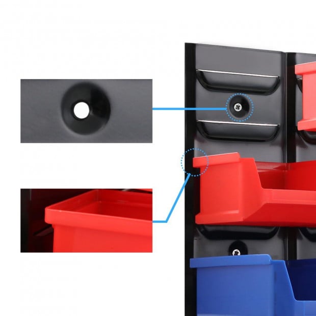 24 Bin Wall Mounted Rack Storage Tools Steel Board Work Bench Image 3