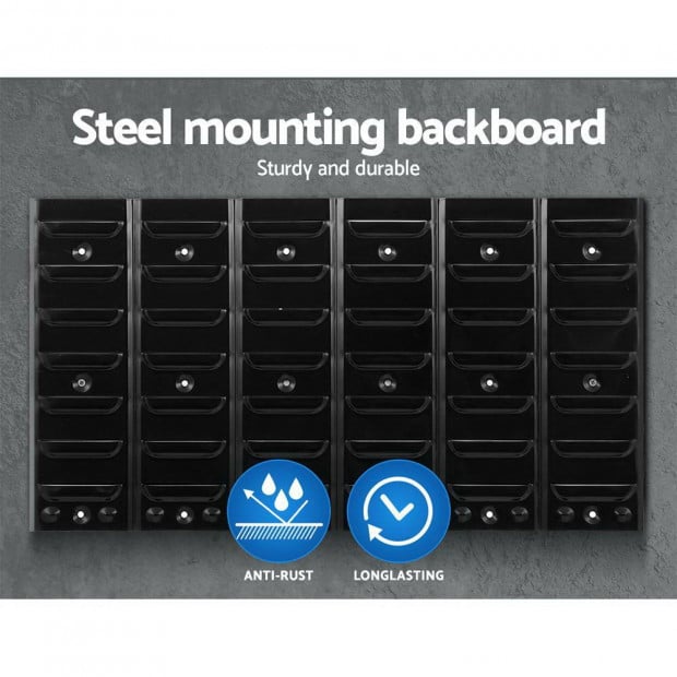 24 Bin Wall Mounted Rack Storage Tools Steel Board Work Bench Image 4