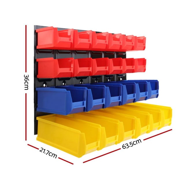 Bin Wall 48 Storage Bin Rack Wall Mounted Tools Steel Board Garage Image 2