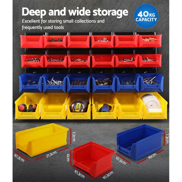 Bin Wall 48 Storage Bin Rack Wall Mounted Tools Steel Board Garage Image 7