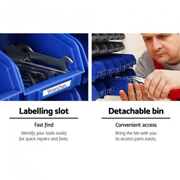 60 Bin Wall Mounted Rack Storage Tools Organiser Shed Work Bench Image 6