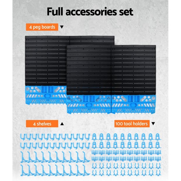 108 Storage Bin Rack Wall Mounted Tools Organiser Peg Bench Garage Image 7