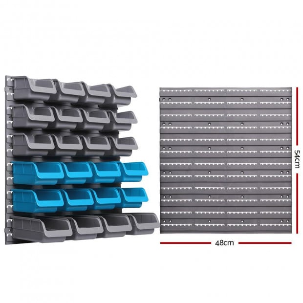 88 Parts Wall-Mounted Storage Bin Rack Tool Shelving Organiser Box Image 2