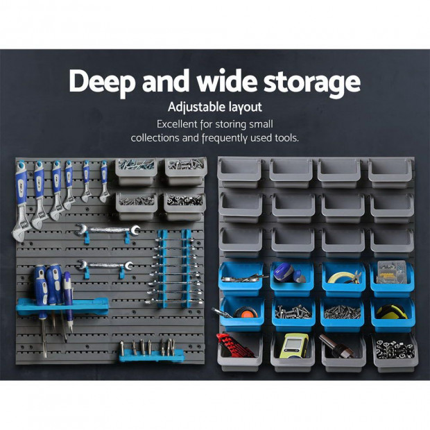 88 Parts Wall-Mounted Storage Bin Rack Tool Shelving Organiser Box Image 5