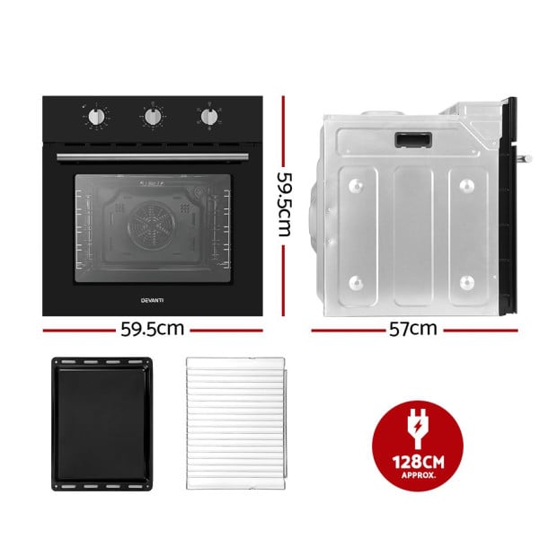 70L Electric Built In Wall Oven 60cm Convection Grill Ovens Image 3