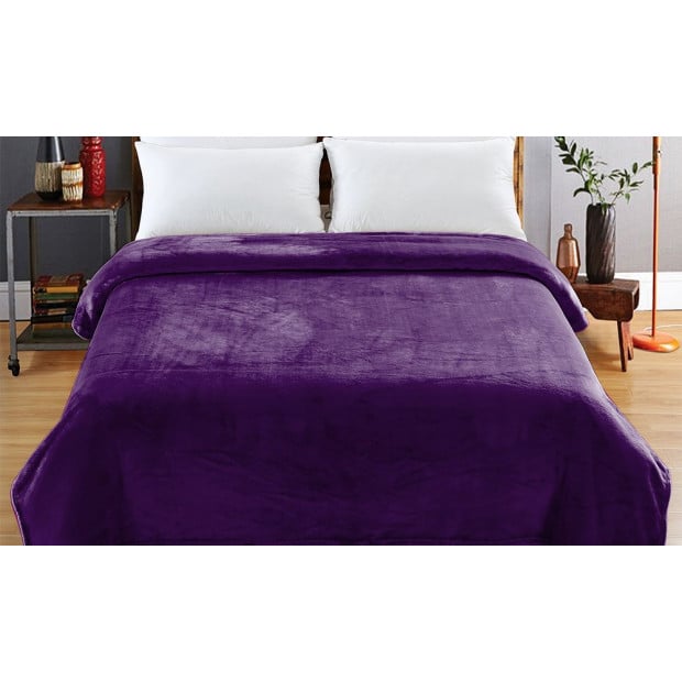 DreamZ 320GSM 220x240cm Ultra Soft Mink Blanket Warm Throw  Aubergine Image 2