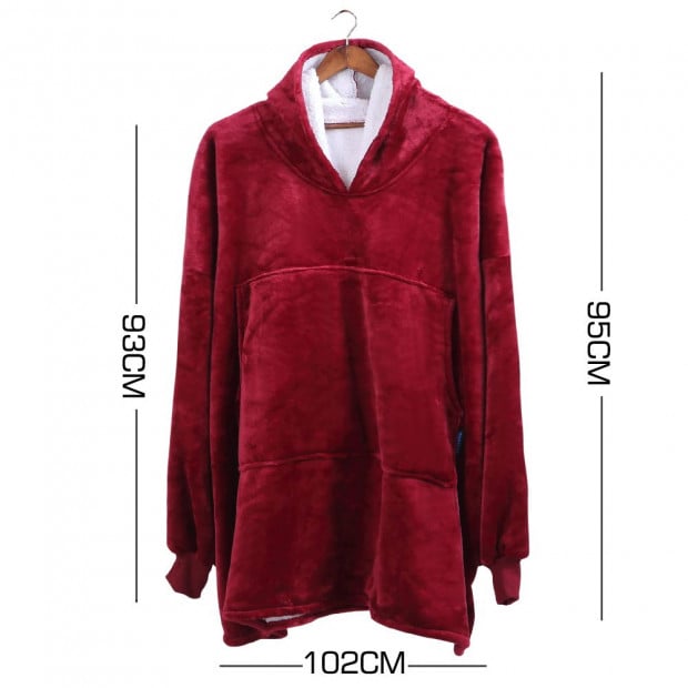 2 Pcs DreamZ Sherpa Hoodie in Burgundy Colour Image 12