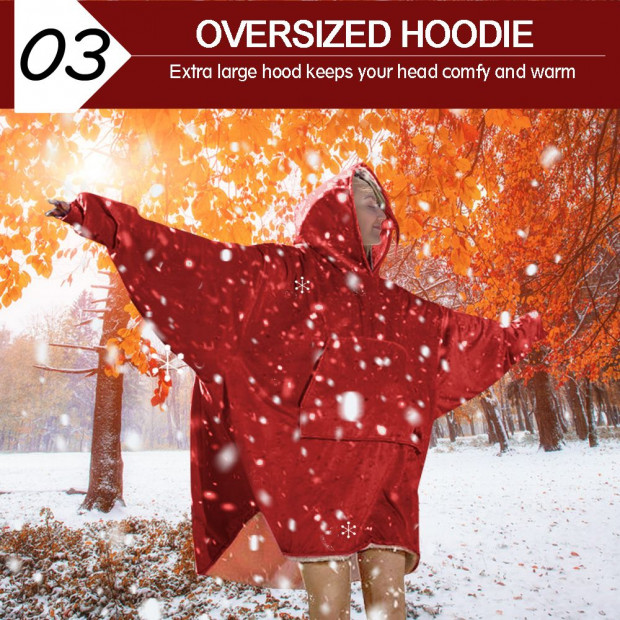 2 Pcs DreamZ Sherpa Hoodie in Burgundy Colour Image 5