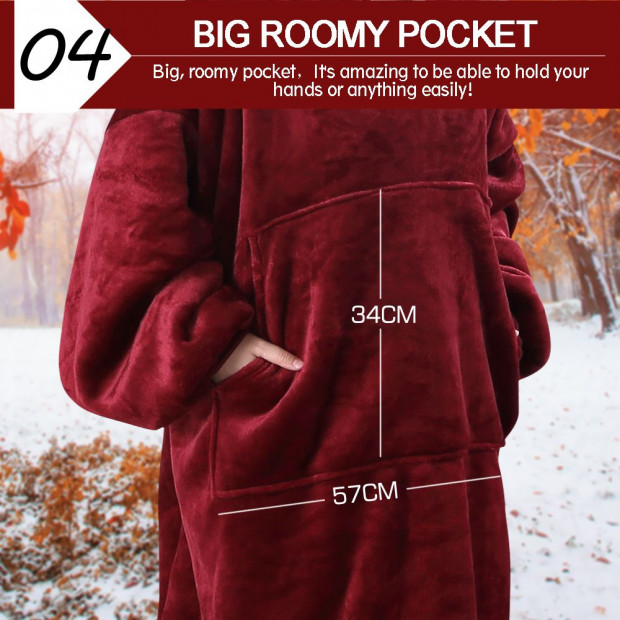 2 Pcs DreamZ Sherpa Hoodie in Burgundy Colour Image 6