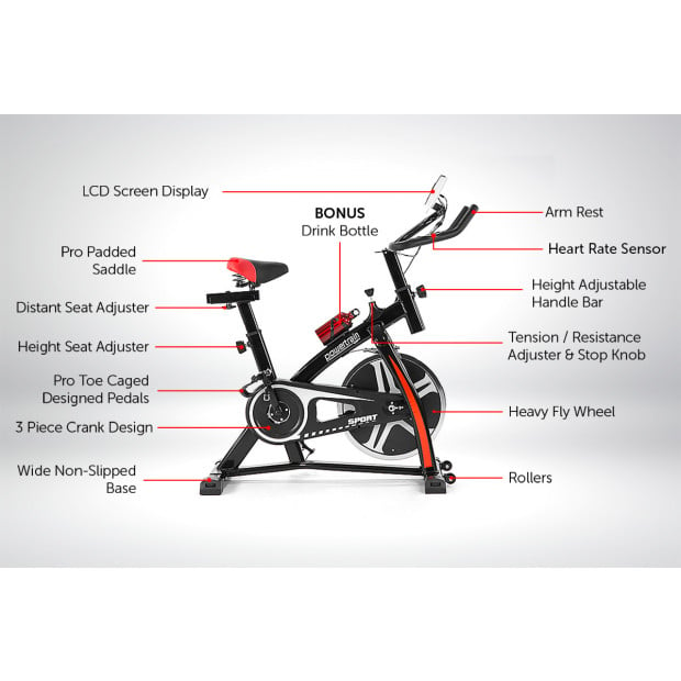 Powertrain XJ-91 Home Gym Exercise Bike - Black Image 9
