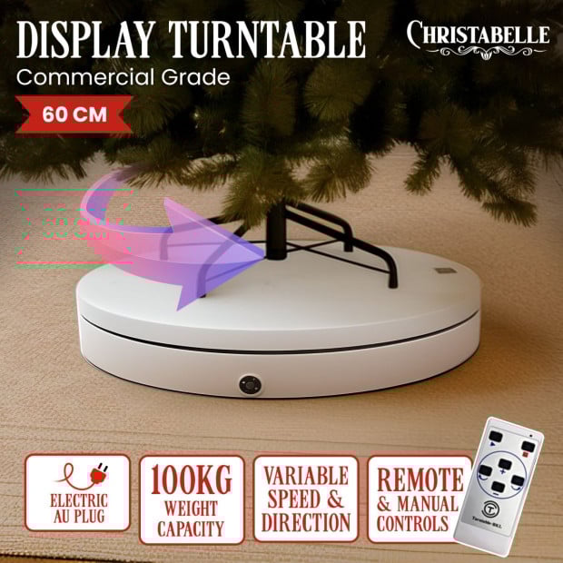Christabelle 60cmD 100kg Commercial-Grade Electric Display Turntable Christmas Tree - White