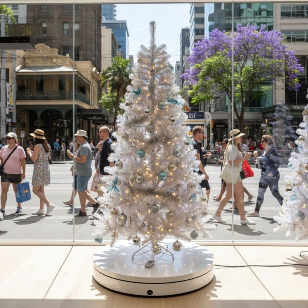 Christabelle 60cmD 100kg Commercial-Grade Electric Display Turntable Christmas Tree - White Image 2