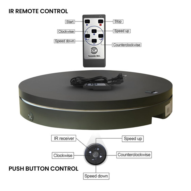 Christabelle 80cm 200kg Commercial Electric Display Turntable with Power Outlet - Black Image 7